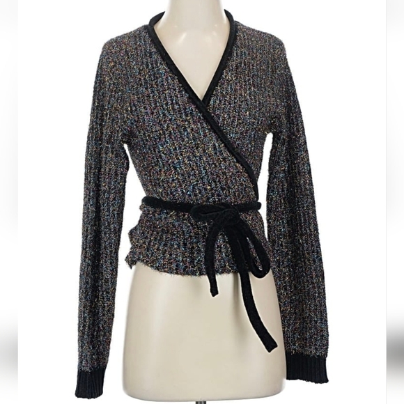 Molly Bracken Sweaters - Multicolor Sparkle Wrap Sweater